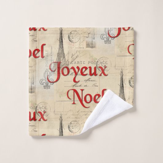 Franse Briefkaarten kersthanddoeken uit Parijs Bad Handdoek (Wasdoekje)