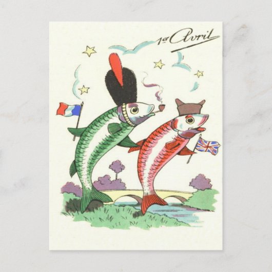 Franse Britse Militaire Vis Sterren Briefkaart (Voorkant)