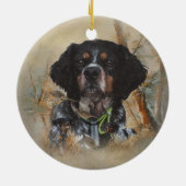 Franse Brittany, Vogeljacht Kunst Keramisch Ornament (Achterkant)