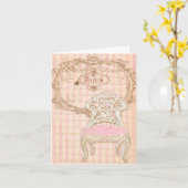 Franse Brocante Royale Roze de la Queen's Stoel Kaart (Gele Bloem)