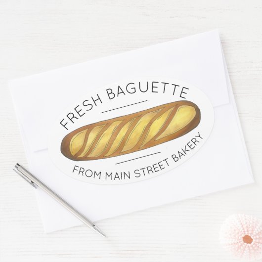 Franse broodbladbakkerij, vers gebarsten ovale sticker (Envelop)