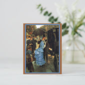 Franse bruid stapt in koets briefkaart (Staand voorkant)