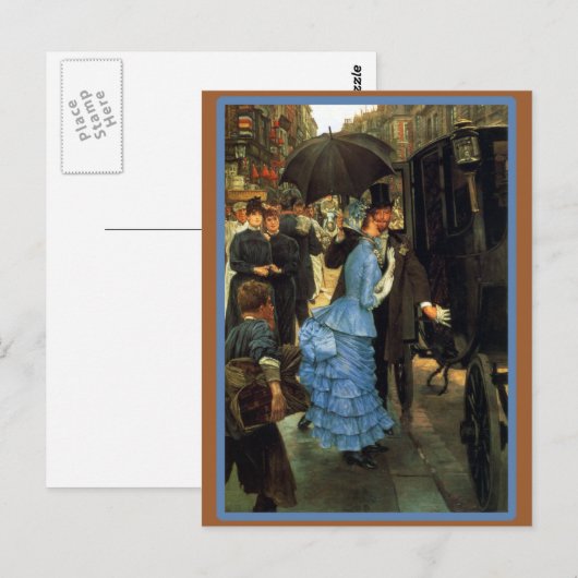 Franse bruid stapt in koets briefkaart (Voorkant / Achterkant)