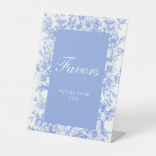 Franse bruiloft Bloemen Iets Blauw Favorieten Reclamebord Met Voetstuk
