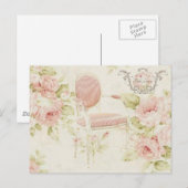 Franse Budoir  Roze Bloemen Kroonluchter Briefkaart (Voorkant / Achterkant)