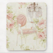 Franse Budoir  Roze Bloemen Kroonluchter Muismat (Voorkant)