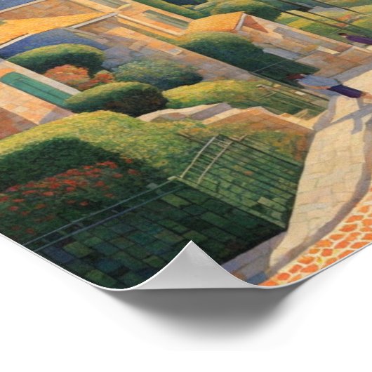 Franse buitenwijken in Seurat stijl Poster (Hoek)