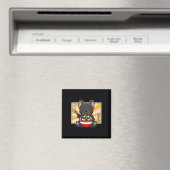 Franse buldog anime eten noedel magneet (Insitu (Vaatwasser))