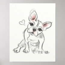 Franse buldog Art print | snelschets
