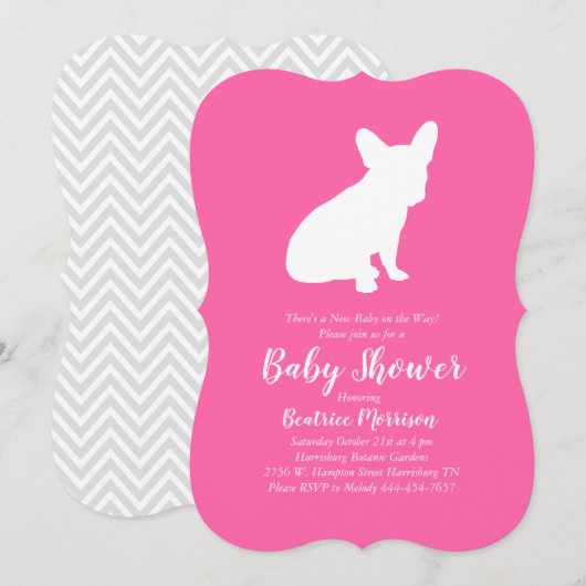 Franse buldog Baby shower franchie roze meisje Kaart (Voorkant / Achterkant)
