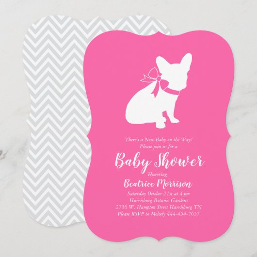 Franse buldog Baby shower franchie roze meisje Kaart (Voorkant / Achterkant)