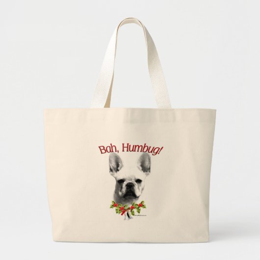 Franse buldog Bah Humbug Grote Tote Bag (Voorkant)