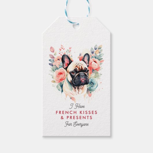 Franse buldog bloemen Franse kussen voor iedereen Cadeaulabel (Voorkant)