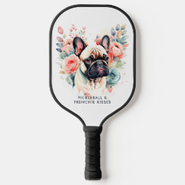 Franse buldog bloemen pickleball franchie kisses pickleball paddle