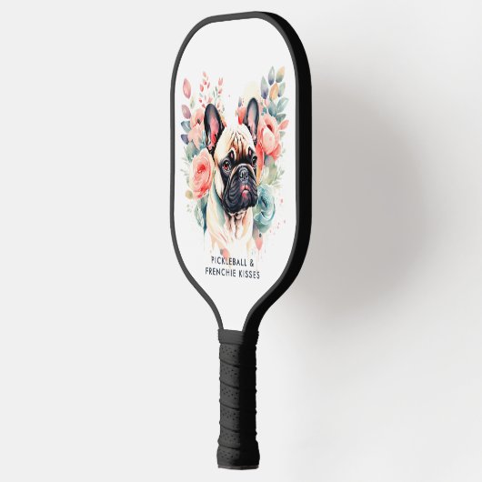 Franse buldog bloemen pickleball franchie kisses pickleball paddle (Links)