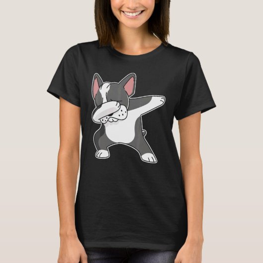 Franse buldog dabbing franchie hond dab dans t-shirt (Voorkant)