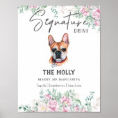 Franse buldog Drink handtekening teken Poster (Voorkant)
