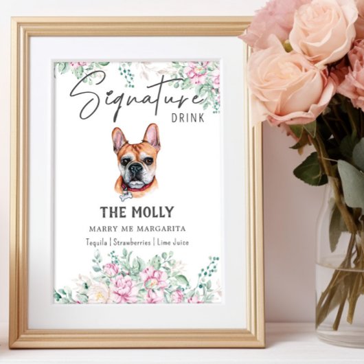 Franse buldog Drink handtekening teken Poster