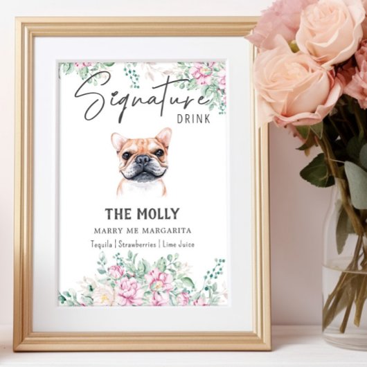 Franse buldog Drink handtekening teken Poster