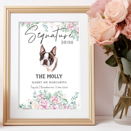 Franse buldog Drink handtekening teken Poster