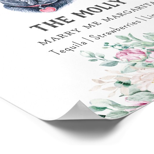 Franse buldog Drink handtekening teken Poster (Hoek)