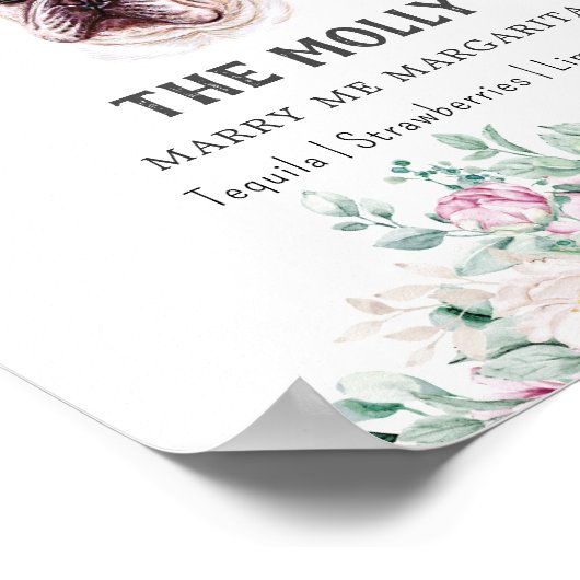 Franse buldog Drink handtekening teken Poster (Hoek)