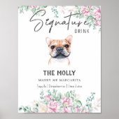 Franse buldog Drink handtekening teken Poster (Voorkant)