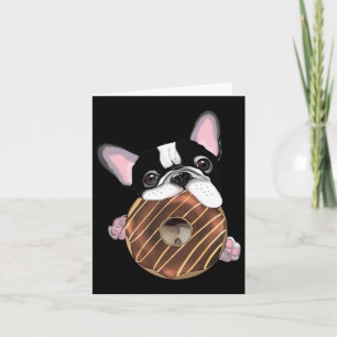 Franse buldog en chocoladedonut kaart
