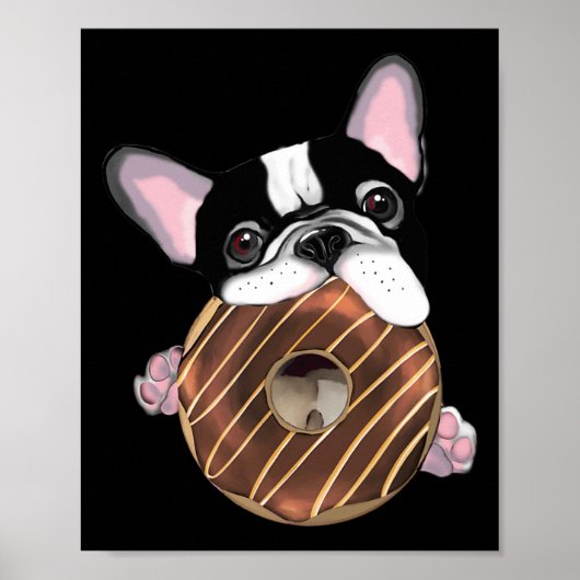 Franse buldog en chocoladedonut poster (Voorkant)