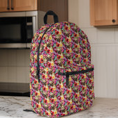 Franse buldog en Paarse n rode hibiscus tropisch Bedrukte Rugzak