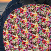 Franse buldog en Paarse n rode hibiscus tropisch Bedrukte Rugzak