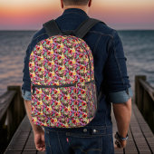 Franse buldog en Paarse n rode hibiscus tropisch Bedrukte Rugzak