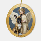 Franse buldog engel gepersonaliseerd gedenkteken keramisch ornament (Links)