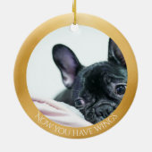 Franse buldog engel gepersonaliseerd gedenkteken keramisch ornament (Achterkant)