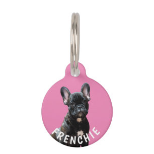 FRANSE BULDOG FOTO NAAM HALSBAANDJE Maatwerk ROZE Huisdierpenning