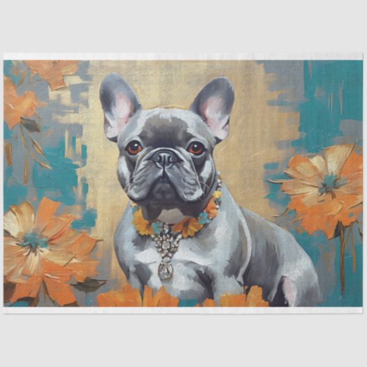 Franse buldog franchie decoupage weefsel papier (Voorkant)