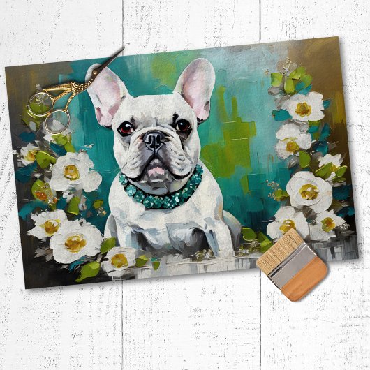 Franse buldog franchie decoupage weefsel papier