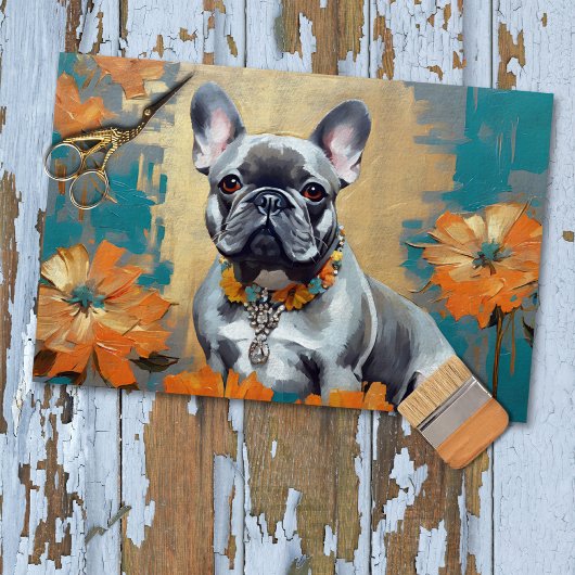 Franse buldog franchie decoupage weefsel papier
