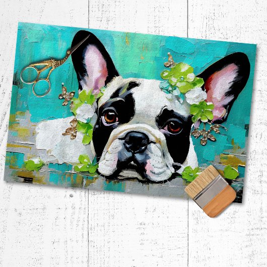 Franse buldog franchie decoupage weefsel papier