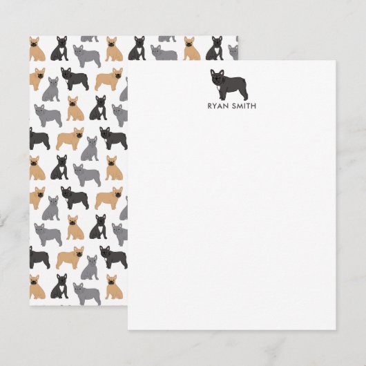 Franse buldog franchies notitiekaartje (Voorkant / Achterkant)