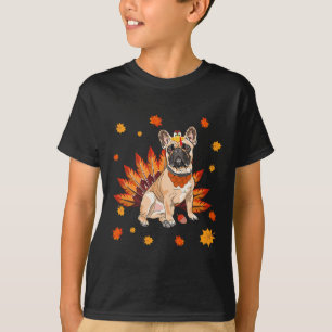 Franse buldog franchise hond esdoorn blad Thanksgi T-shirt