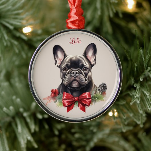 Franse buldog franchise kerst huisdier gedenkteken metalen ornament (Boom)