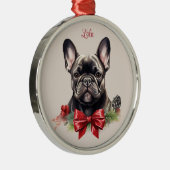 Franse buldog franchise kerst huisdier gedenkteken metalen ornament (Rechts)