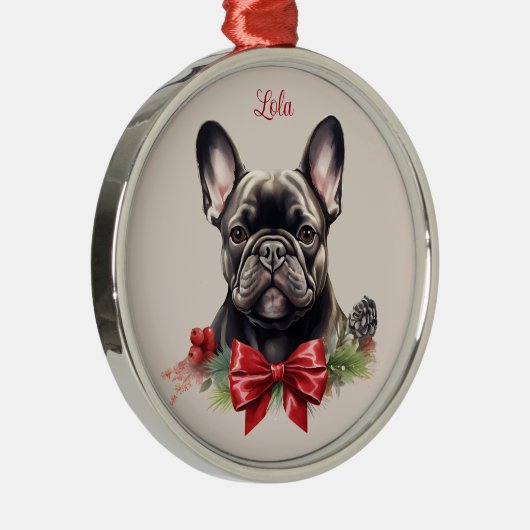 Franse buldog franchise kerst huisdier gedenkteken metalen ornament (Rechts)