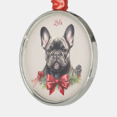 Franse buldog franchise kerst huisdier gedenkteken metalen ornament (Links)