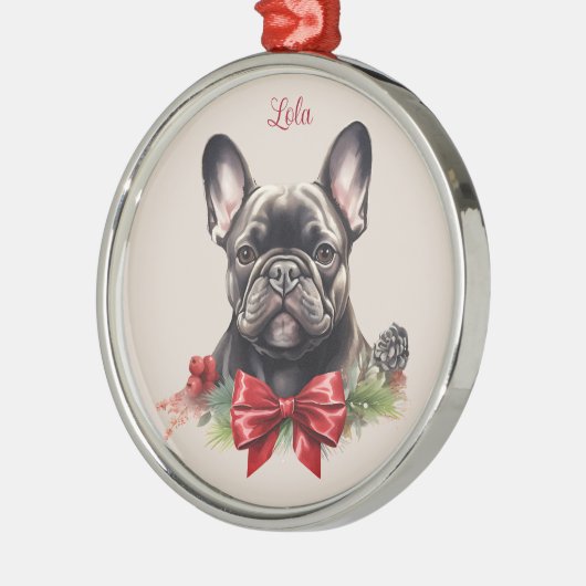 Franse buldog franchise kerst huisdier gedenkteken metalen ornament (Links)