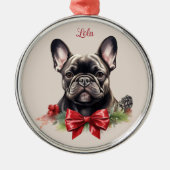 Franse buldog franchise kerst huisdier gedenkteken metalen ornament (Voorkant)