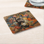 Franse buldog franchise tuin tapijt verjaardag kartonnen onderzetters (Schuin)