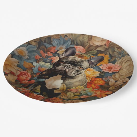 Franse buldog franchise tuin tapijt verjaardag papieren bordje (Gekanteld)