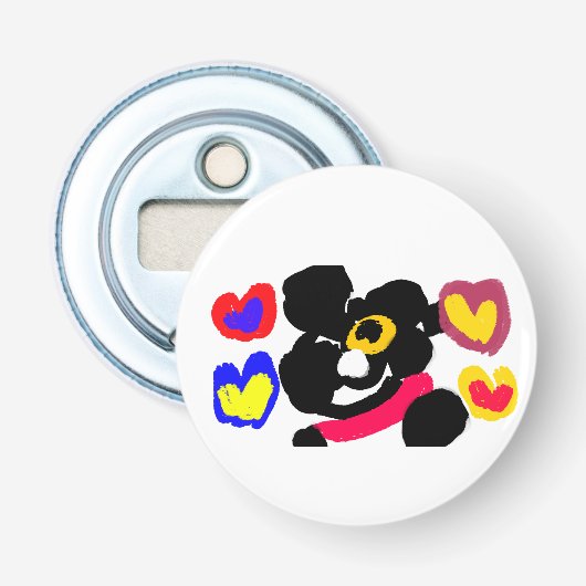Franse buldog gebruik  button flesopener (Voorkant)